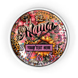 Leopard Blooms Mom 10in Customizable Wall Clock