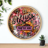Leopard Blooms Mom 10in Customizable Wall Clock