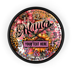 Leopard Blooms Mom 10in Customizable Wall Clock
