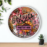 Leopard Blooms Mom 10in Customizable Wall Clock