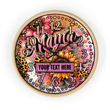 Leopard Blooms Mom 10in Customizable Wall Clock