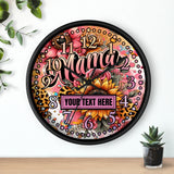Leopard Blooms Mom 10in Customizable Wall Clock
