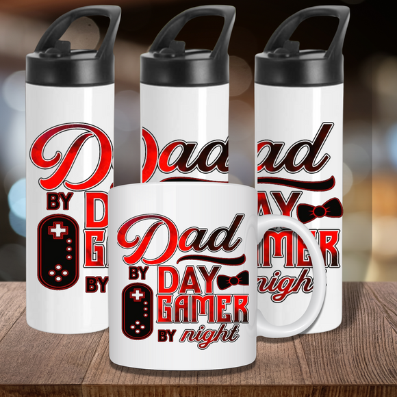 Dad By Day Gamer By Night Mug & Sports Bottle