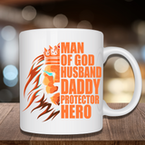 Man Of God Husband Daddy Protector Hero Colorful Mug & Sports Bottle