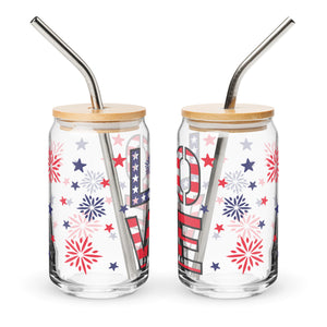 4th Of July Love Libbey Glass Can