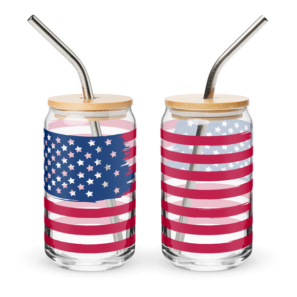 American Flag Libbey Glass Can