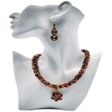 Kumihimo Necklace & Earrings Set w/Crystal