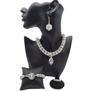 Netted Pearl & Crystal Necklace Set