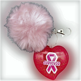 Breast Cancer Awareness Heart Keychain w/PomPom
