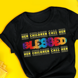 Her Children Call Her Blessed Stacked Letter T-Shirt