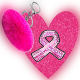 Breast Cancer Awareness Heart Keychain w/PomPom