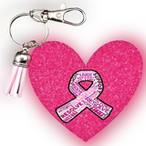 Breast Cancer Awareness Heart Keychain w/Tassel